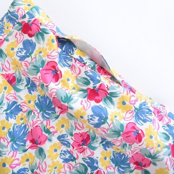 Vintage Multi Colour Floral A-Line Midi Skirt  with Pockets - Picture 12 of 13